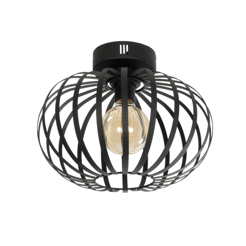 GloboStar® STAR 202-0051 Μοντέρνο Φωτιστικό Οροφής Πλέγμα Μονόφωτο 1 x E27 IP20 Μαύρο Μέταλλο - Μ40 x Π40 x Υ27cm