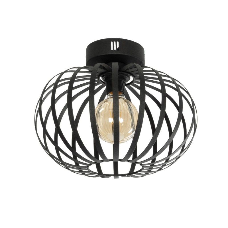GloboStar® STAR 202-0051 Μοντέρνο Φωτιστικό Οροφής Πλέγμα Μονόφωτο 1 x E27 IP20 Μαύρο Μέταλλο - Μ40 x Π40 x Υ27cm