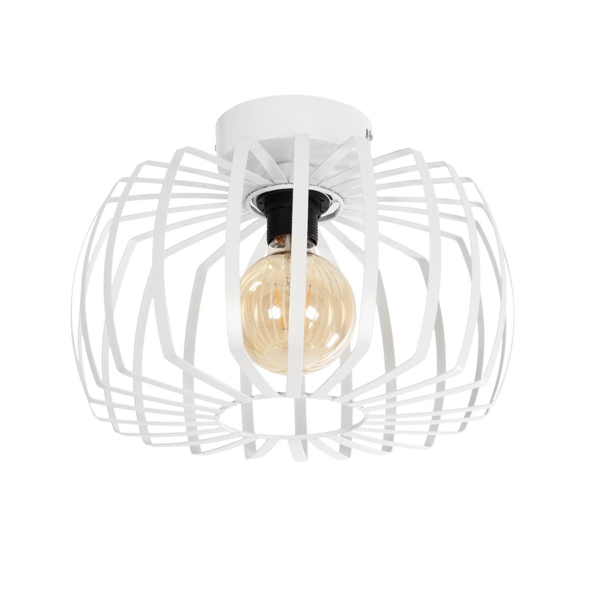 GloboStar® STAR 202-0055 Μοντέρνο Φωτιστικό Οροφής Πλέγμα Μονόφωτο 1 x E27 IP20 Λευκό Μέταλλο - Μ40 x Π40 x Υ27cm