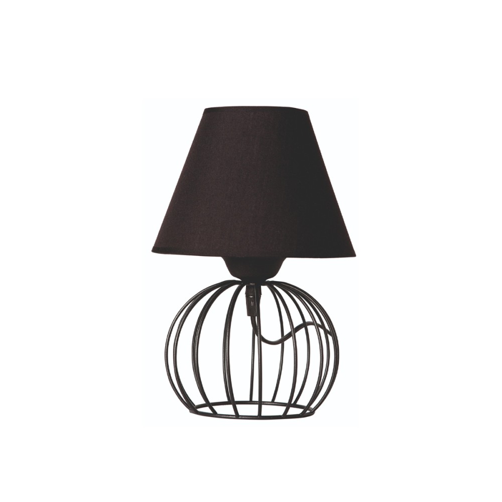 GloboStar® SHAPE 202-0057 Μοντέρνο Eπιτραπέζιο Φωτιστικό Πορτατίφ Μονόφωτο 1 x E27 IP20 Μαύρο Μέταλλο με Μαύρο Ύφασμα - Μ16 x Π16 x Υ30cm