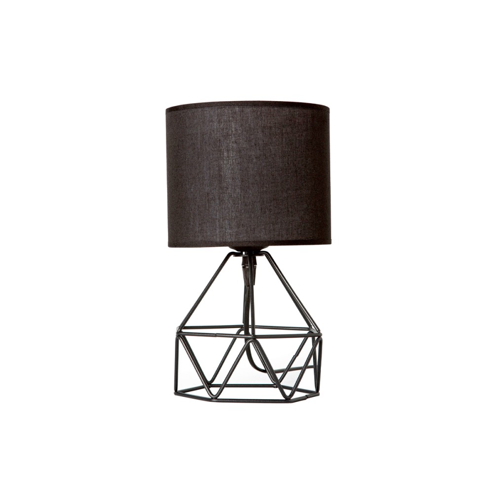 GloboStar® SHAPE 202-0059 Μοντέρνο Eπιτραπέζιο Φωτιστικό Πορτατίφ Μονόφωτο 1 x E27 IP20 Μαύρο Μέταλλο με Μαύρο Ύφασμα - Μ16 x Π16 x Υ30cm