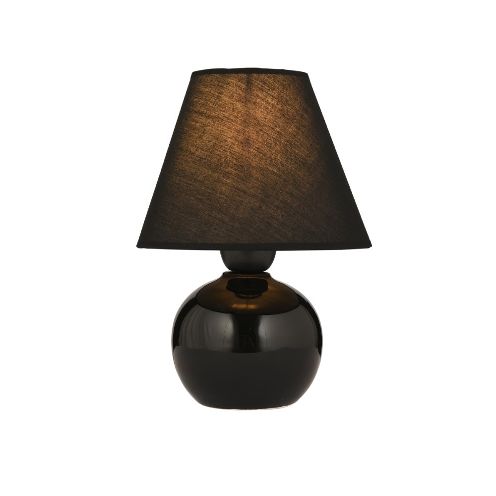 GloboStar® FANCY 202-0065 Vintage Επιτραπέζιο Φωτιστικό Πορτατίφ Μονόφωτο 1 x E27 IP20 Μαύρο Κεραμικό με Μαύρο Ύφασμα - Μ18 x Π18 x Υ24cm