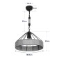 GloboStar® ZION 203-0003 Vintage Κρεμαστό Φωτιστικό Σχοινί Μονόφωτο 1 x E27 IP20 Μαύρο Μέταλλο με Μπεζ Σχοινί - Μ33 x Π33 x Υ90cm