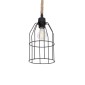 GloboStar® TALAH 203-0009 Vintage Κρεμαστό Φωτιστικό Σχοινί Μονόφωτο 1 x E27 IP20 Μαύρο Μέταλλο με Μπεζ Σχοινί - Μ14 x Π14 x Υ90cm