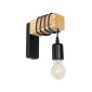 GloboStar® XYLO 203-0014 Μοντέρνο Επιτοίχιο Φωτιστικό Απλίκα Μονόφωτο 1 x E27 IP20 Μαύρο Πλαστικό με Μπεζ Ξύλο - Μ16.5 x Π4 x Υ19cm