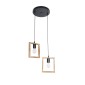 GloboStar® EDISON 203-0021 Vintage Κρεμαστό Φωτιστικό Ανάρτηση Δίφωτο 2 x E27 IP20 Μπεζ Ξύλο - Μ43 x Π43x Υ83cm