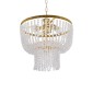 GloboStar® CRYSTAL 203-0028 Κλασικό Κρεμαστό Φωτιστικό Κρύσταλλα Τετράφωτο 4 x E27 IP20 Χρυσό Μέταλλο με Διάφανο Κρύσταλλο - Μ40 x Π44 x Υ73cm