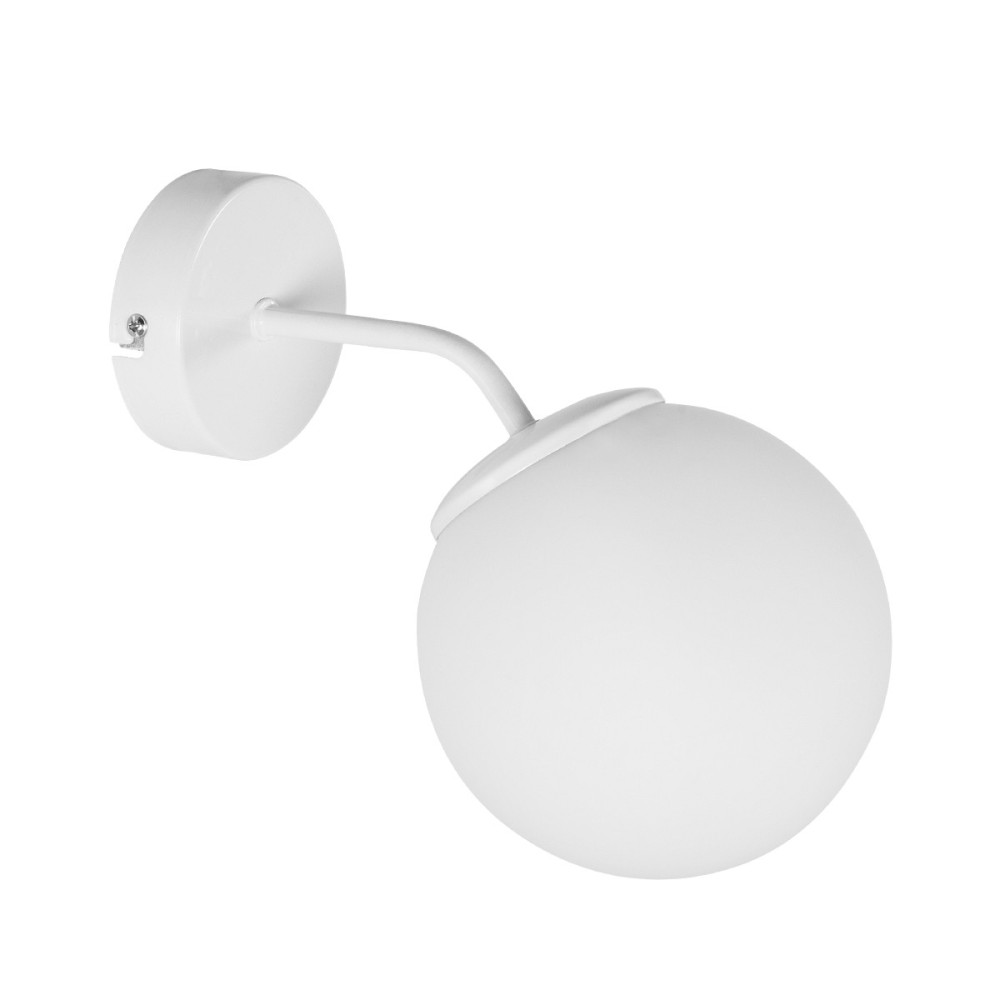 GloboStar® DALPH 203-0035 Vintage Επιτοίχιο Φωτιστικό Απλίκα Μονόφωτο 1 x E27 IP20 Λευκό Μέταλλο με Λευκό Γυαλί - M15 x Π25x Υ22cm