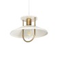 GloboStar® BILLA 203-0041 Vintage Κρεμαστό Φωτιστικό Καμπάνα Μονόφωτο 1 x E27 IP20 Λευκό με Χρυσό Μέταλλο - M30.5 x Π30.5 x Υ70cm