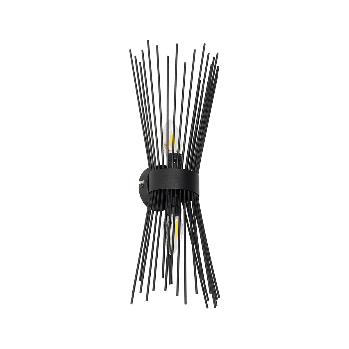 GloboStar® HORN 203-0043 Vintage Επιτοίχιο Φωτιστικό Απλίκα Δίφωτο 2 x E27 IP20 Μαύρο Μέταλλο - Μ17 x Π20 x Υ45cm