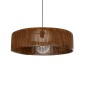GloboStar® KYCLOS 203-0045 Boho Κρεμαστό Φωτιστικό Καπέλο Μονόφωτο 1 x E27 IP20 Καφέ Rattan - M55 x Π55 x Υ90cm