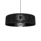 GloboStar® KYCLOS 203-0046 Boho Κρεμαστό Φωτιστικό Καπέλο Μονόφωτο 1 x E27 IP20 Μαύρο Rattan - M55 x Π55 x Υ90cm