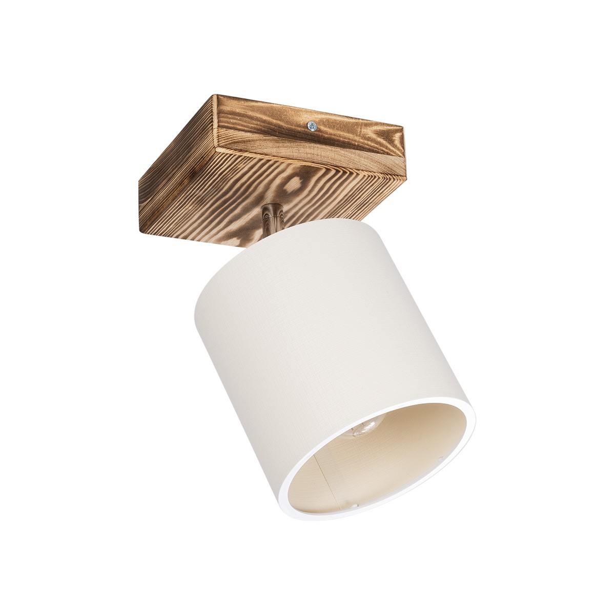 GloboStar® CUP 203-0057 Vintage Φωτιστικό Οροφής Ράγα Μονόφωτο 1 x E27 IP20 Καρυδί Ξύλο με Λευκό Ύφασμα - Μ20 x Π15 x Υ24cm