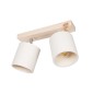 GloboStar® CUP 203-0059 Vintage Φωτιστικό Οροφής Ράγα Δίφωτο 2 x E27 IP20 Μπέζ Ξύλο με Λευκό Ύφασμα - Μ37 x Π15 x Υ24cm