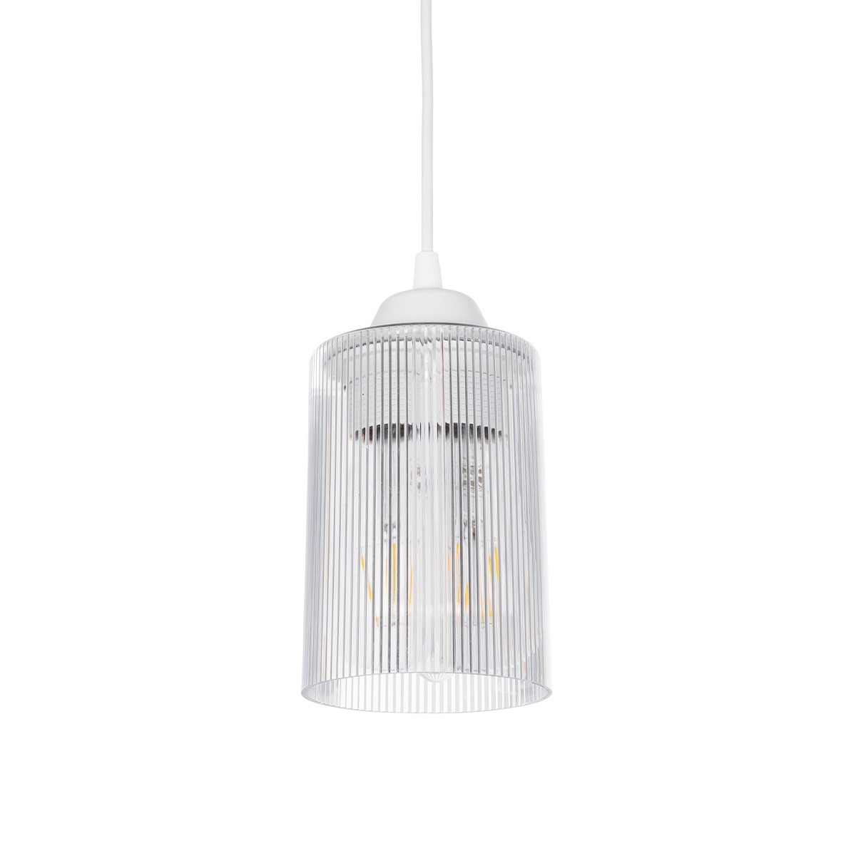 GloboStar® TORUS 203-0064 Μοντέρνο Κρεμαστό Φωτιστικό Καμπάνα Μονόφωτο 1 x E27 IP20 Λευκό Πλαστικό - Μ10 x Π10 x Υ77cm