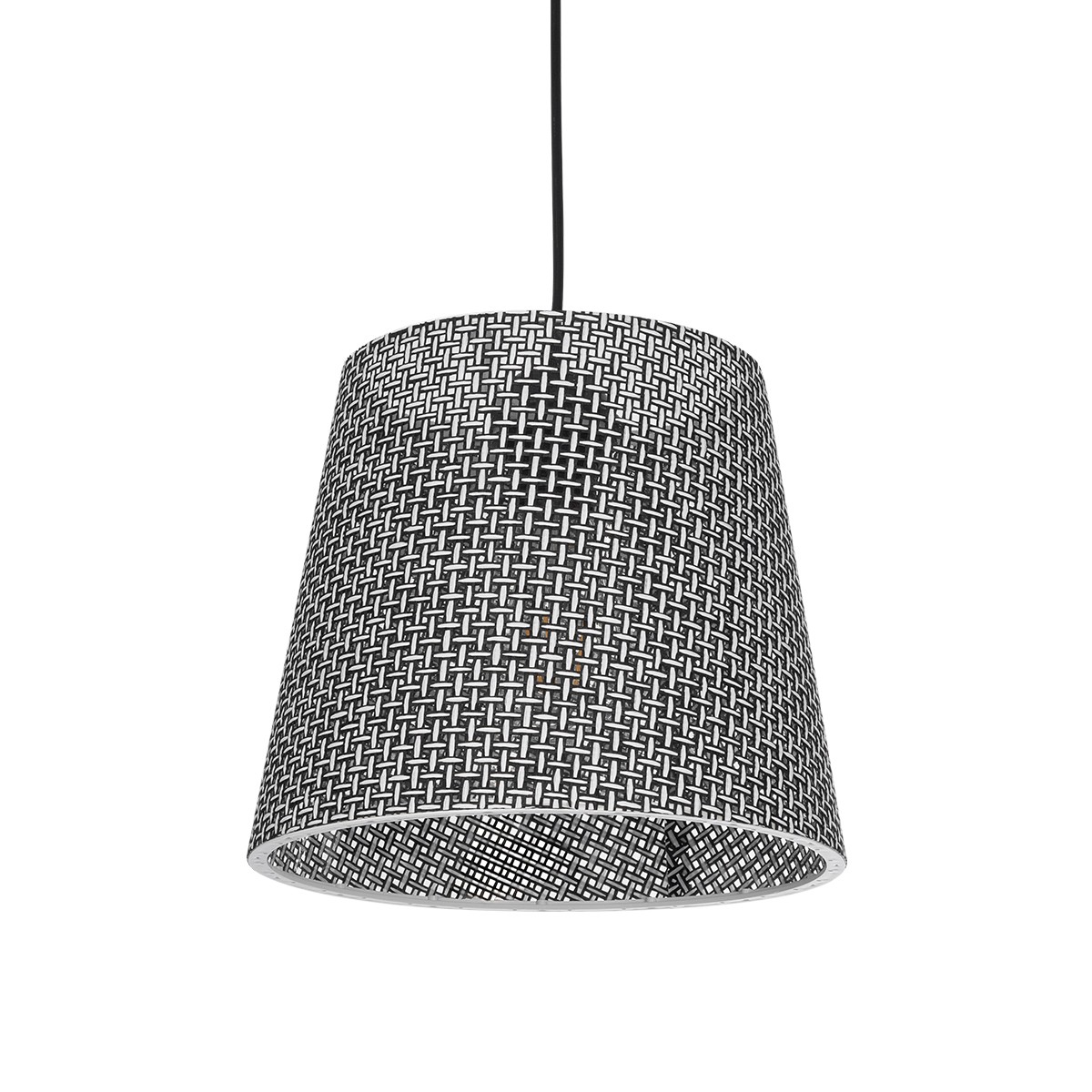 GloboStar® CONEY 203-0070 Μοντέρνο Κρεμαστό Φωτιστικό Καπέλο Μονόφωτο 1 x E27 IP20 Γκρι Διάτρητο  Ύφασμα - Μ26 x Π26 x Υ93cm