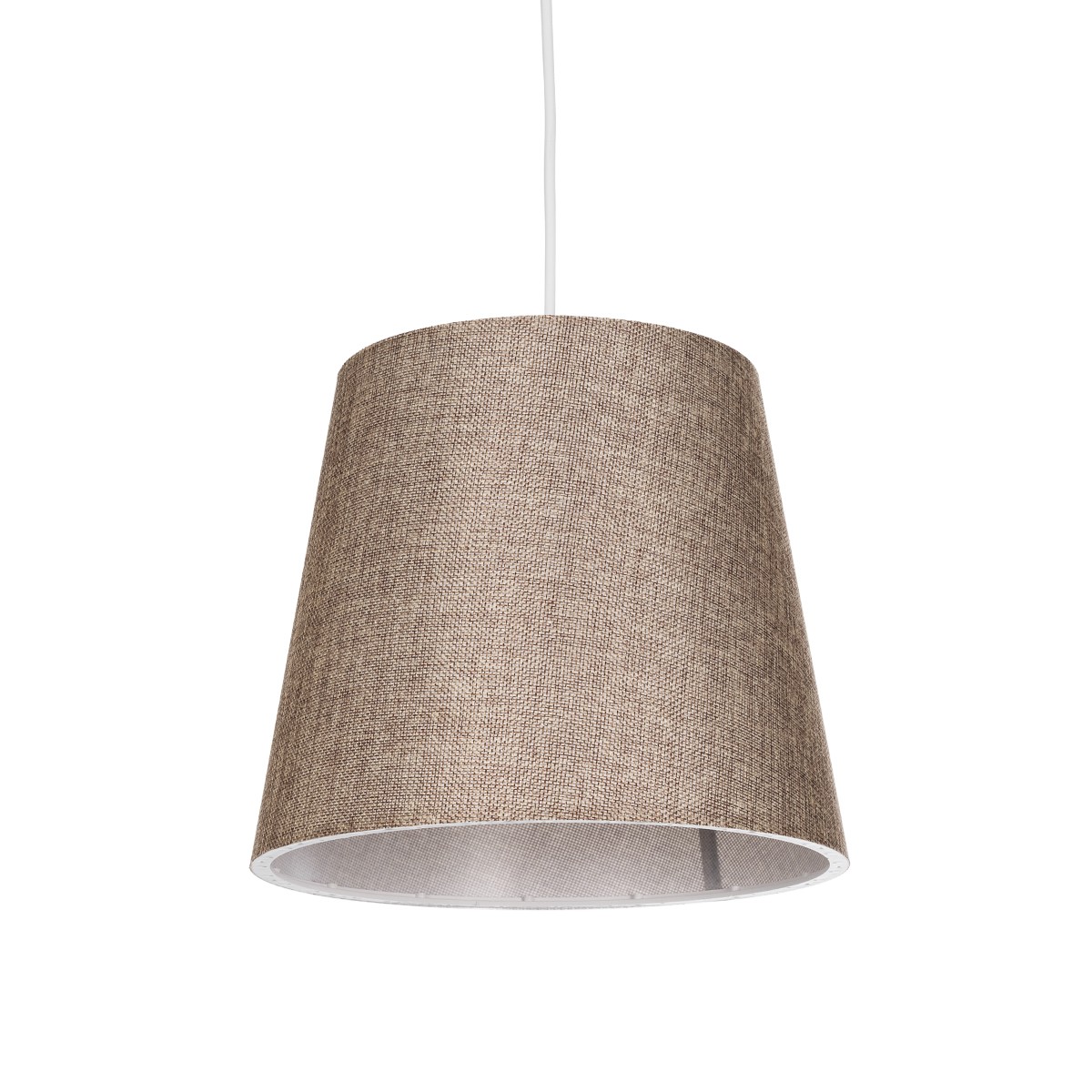 GloboStar® CONEY 203-0073 Μοντέρνο Κρεμαστό Φωτιστικό Καπέλο Μονόφωτο 1 x E27 IP20 Καφέ Άμμου Ύφασμα - Μ26 x Π26 x Υ93cm