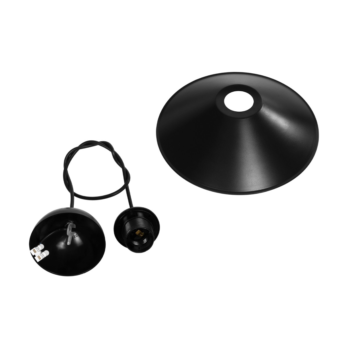 GloboStar® FONTE 203-0080 Μοντέρνο Κρεμαστό Φωτιστικό Καμπάνα Μονόφωτο 1 x E27 IP20 Μαύρο Πλαστικό - Μ25 x Π25 x Υ90cm