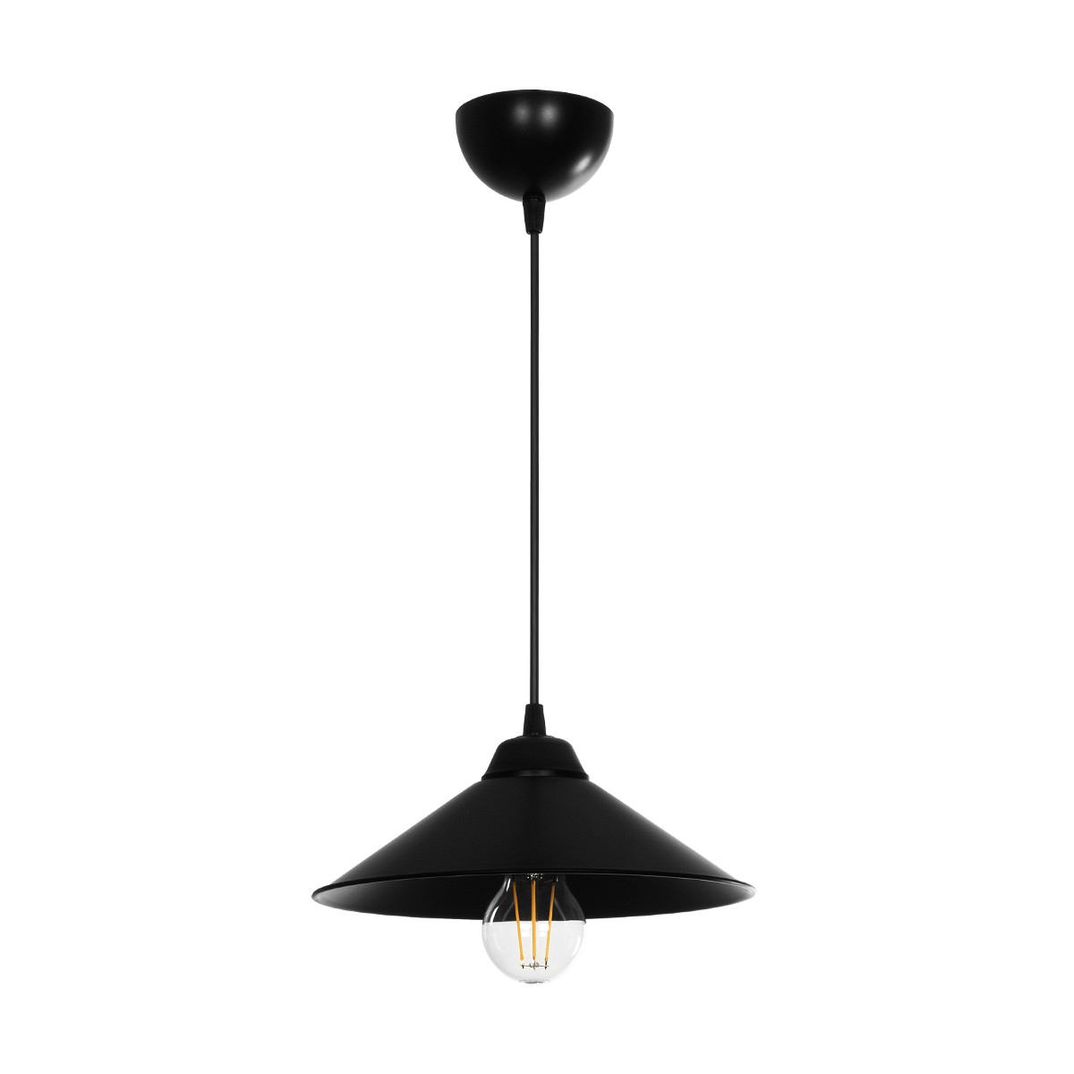GloboStar® FONTE 203-0080 Μοντέρνο Κρεμαστό Φωτιστικό Καμπάνα Μονόφωτο 1 x E27 IP20 Μαύρο Πλαστικό - Μ25 x Π25 x Υ90cm