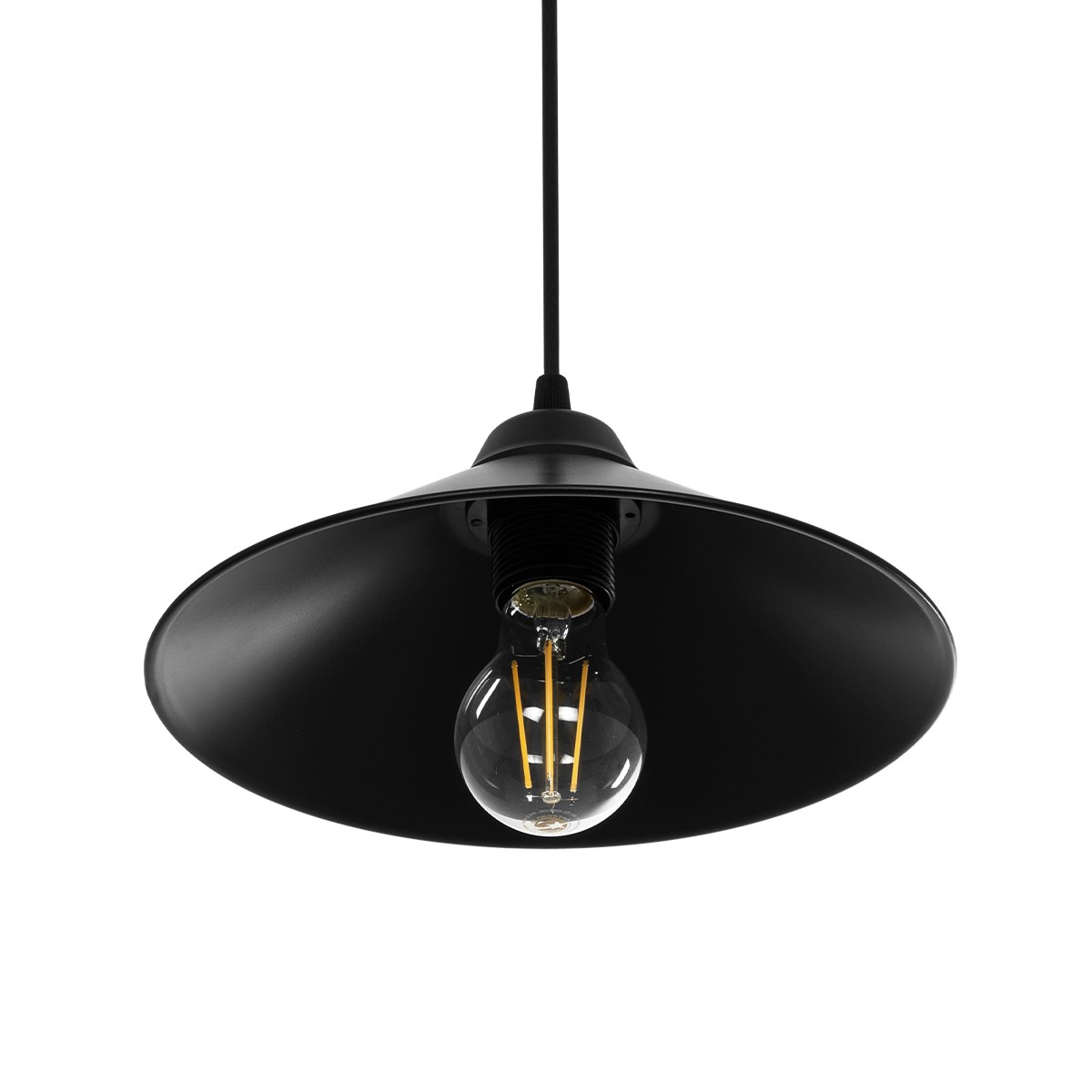 GloboStar® FONTE 203-0080 Μοντέρνο Κρεμαστό Φωτιστικό Καμπάνα Μονόφωτο 1 x E27 IP20 Μαύρο Πλαστικό - Μ25 x Π25 x Υ90cm