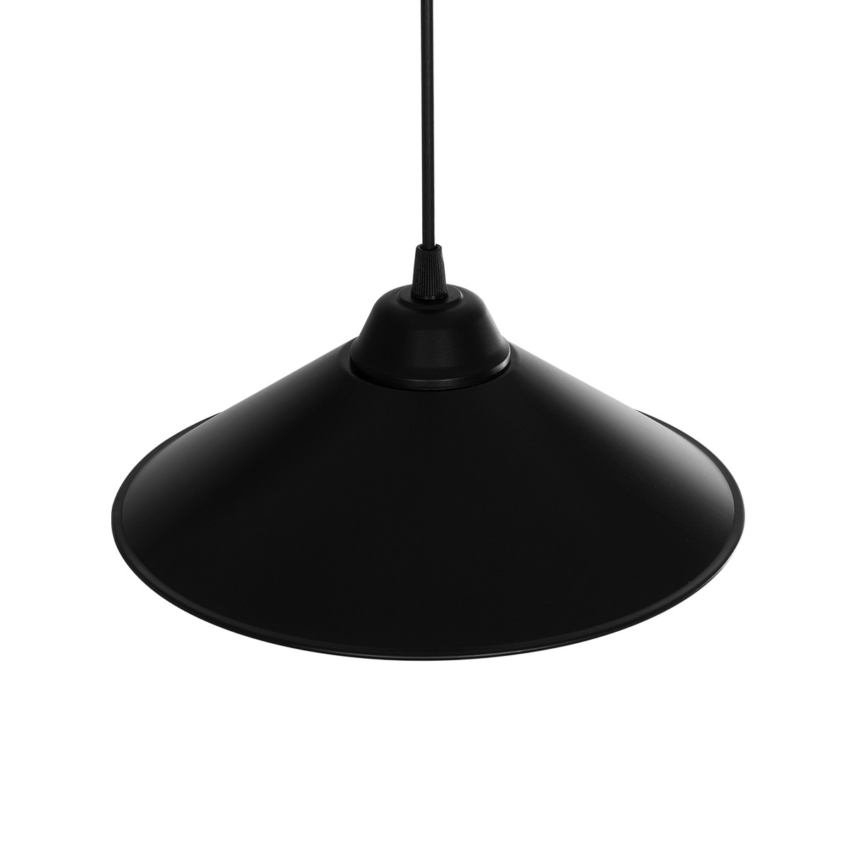 GloboStar® FONTE 203-0080 Μοντέρνο Κρεμαστό Φωτιστικό Καμπάνα Μονόφωτο 1 x E27 IP20 Μαύρο Πλαστικό - Μ25 x Π25 x Υ90cm