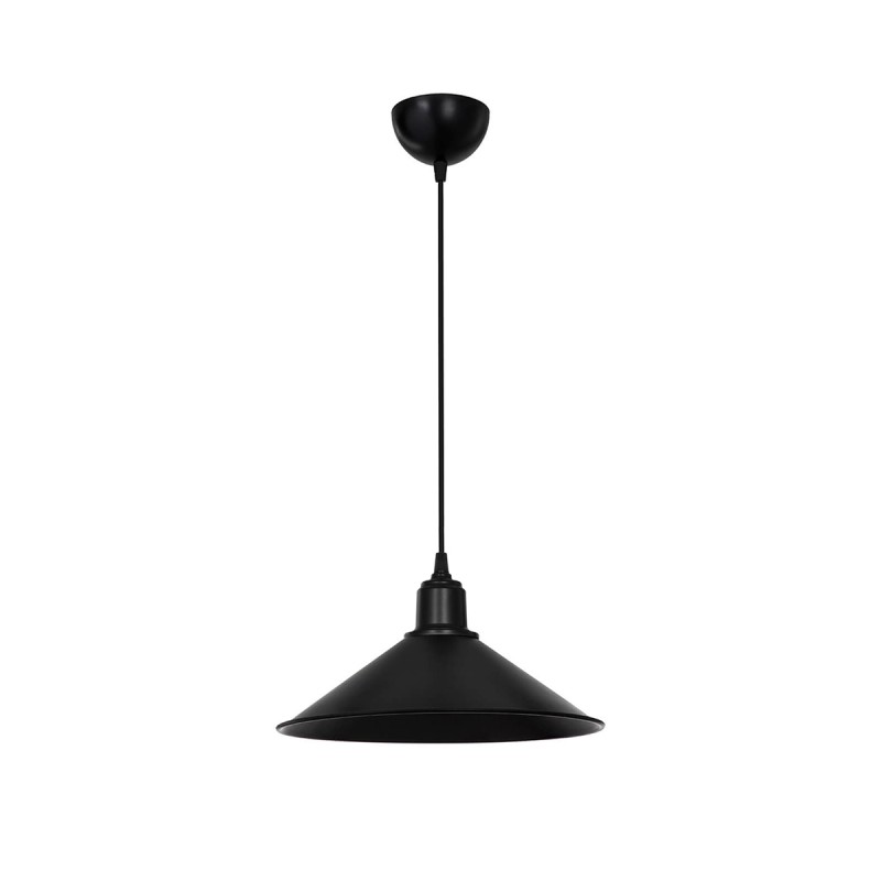 GloboStar® FONTE 203-0080 Μοντέρνο Κρεμαστό Φωτιστικό Καμπάνα Μονόφωτο 1 x E27 IP20 Μαύρο Πλαστικό - Μ25 x Π25 x Υ90cm