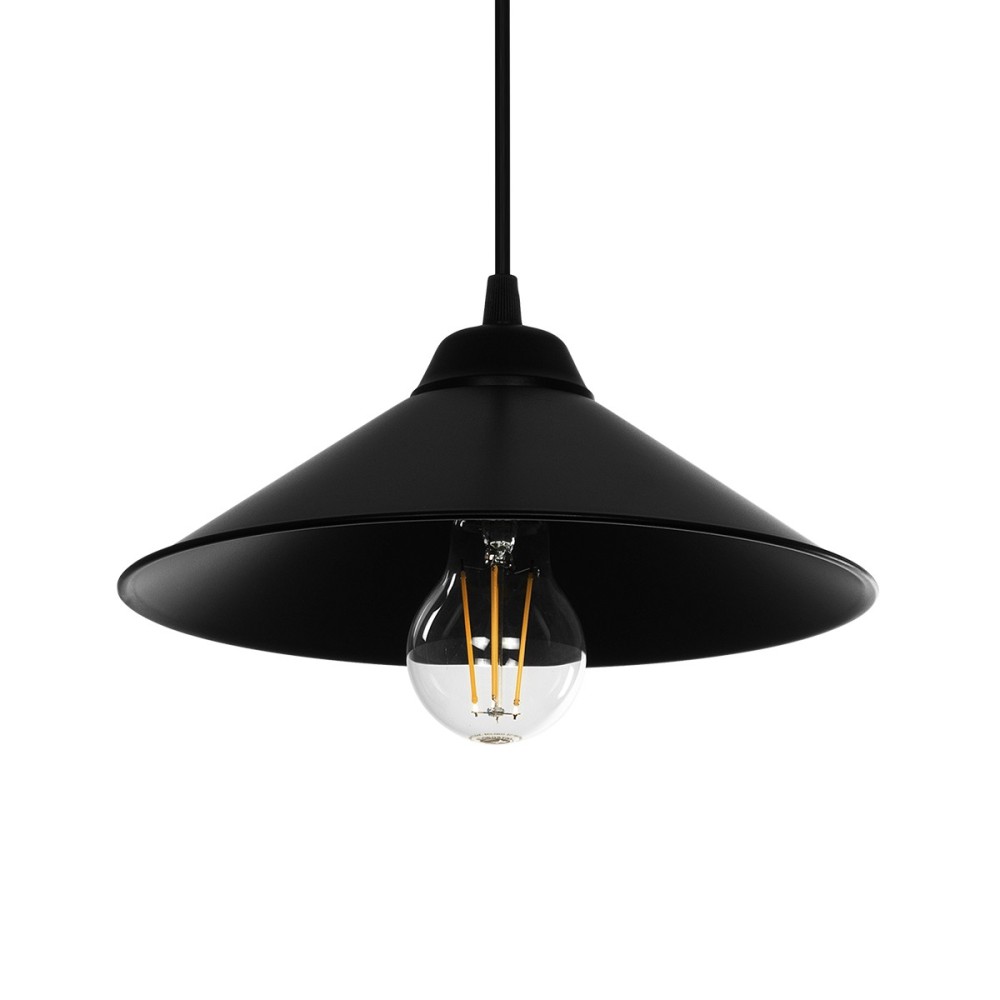 GloboStar® FERRO 203-0084 Μοντέρνο Κρεμαστό Φωτιστικό Καμπάνα Μονόφωτο 1 x E27 IP20 Μαύρο Πλαστικό - Μ30 x Π30 x Υ15cm