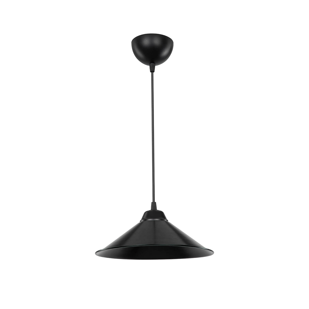 GloboStar® FERRO 203-0084 Μοντέρνο Κρεμαστό Φωτιστικό Καμπάνα Μονόφωτο 1 x E27 IP20 Μαύρο Πλαστικό - Μ30 x Π30 x Υ90cm