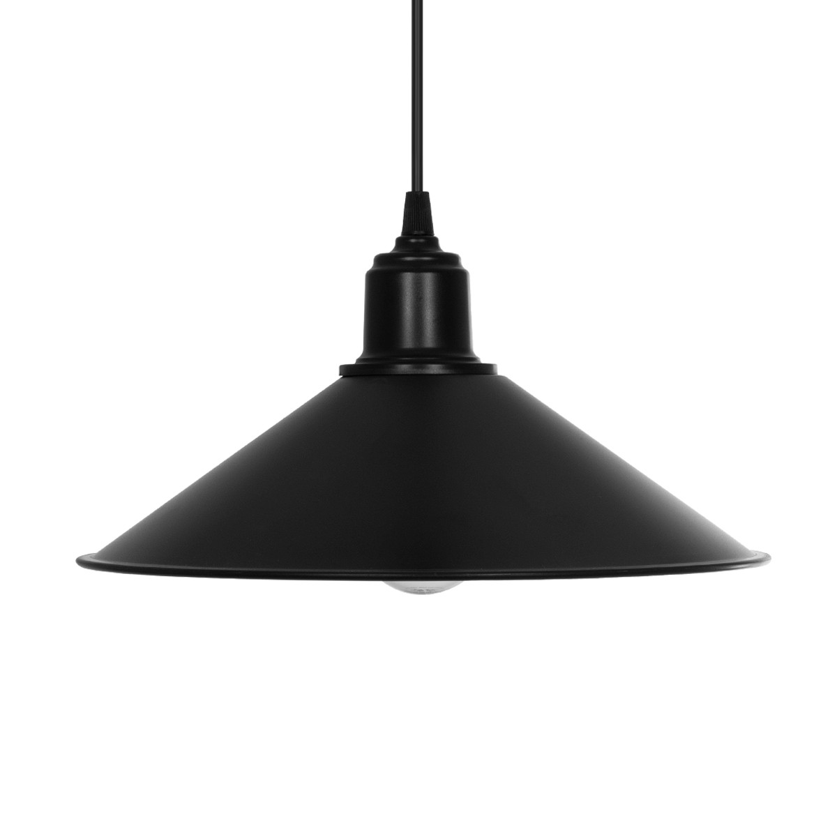 GloboStar® FERRO 203-0084 Μοντέρνο Κρεμαστό Φωτιστικό Καμπάνα Μονόφωτο 1 x E27 IP20 Μαύρο Πλαστικό - Μ30 x Π30 x Υ90cm
