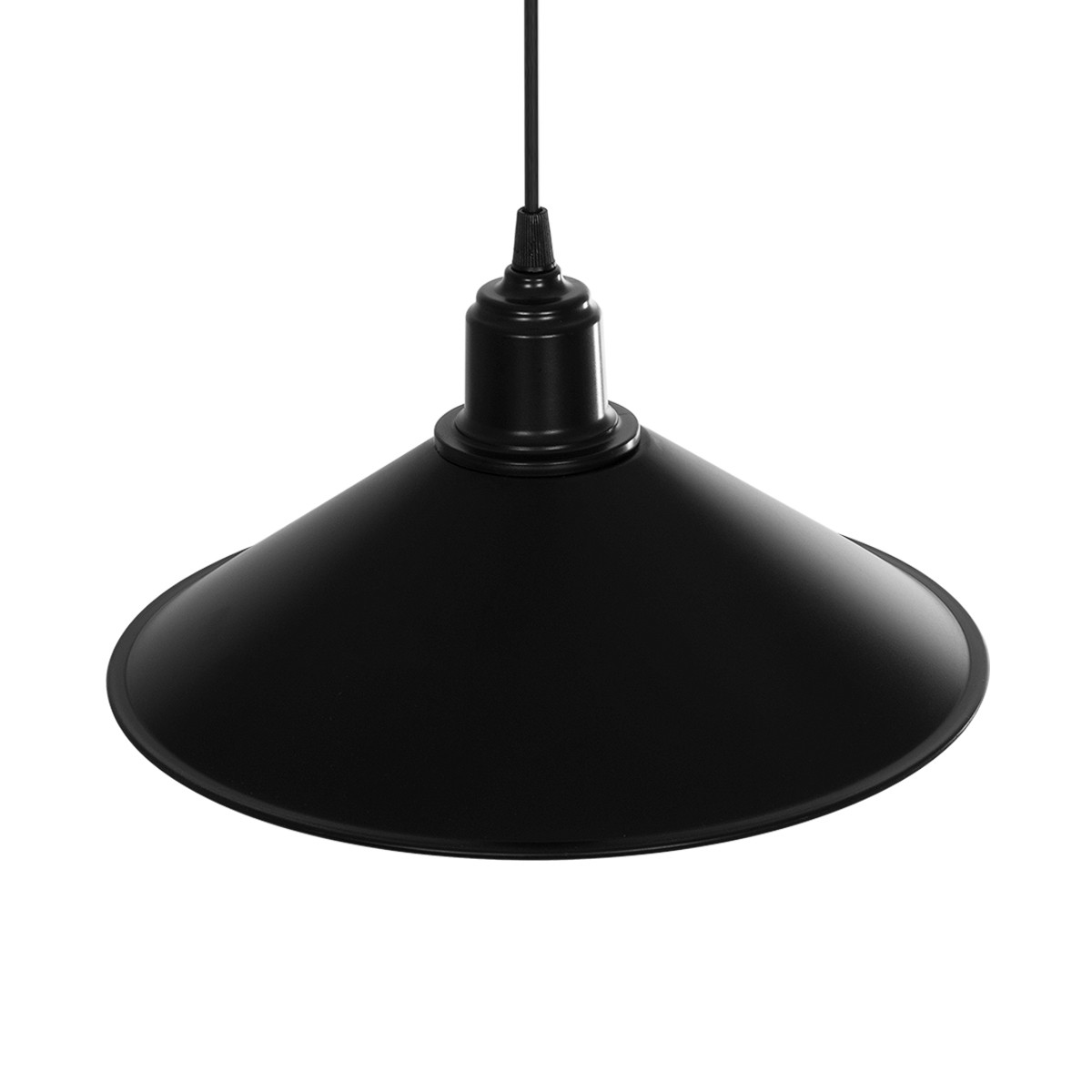 GloboStar® FERRO 203-0084 Μοντέρνο Κρεμαστό Φωτιστικό Καμπάνα Μονόφωτο 1 x E27 IP20 Μαύρο Πλαστικό - Μ30 x Π30 x Υ90cm