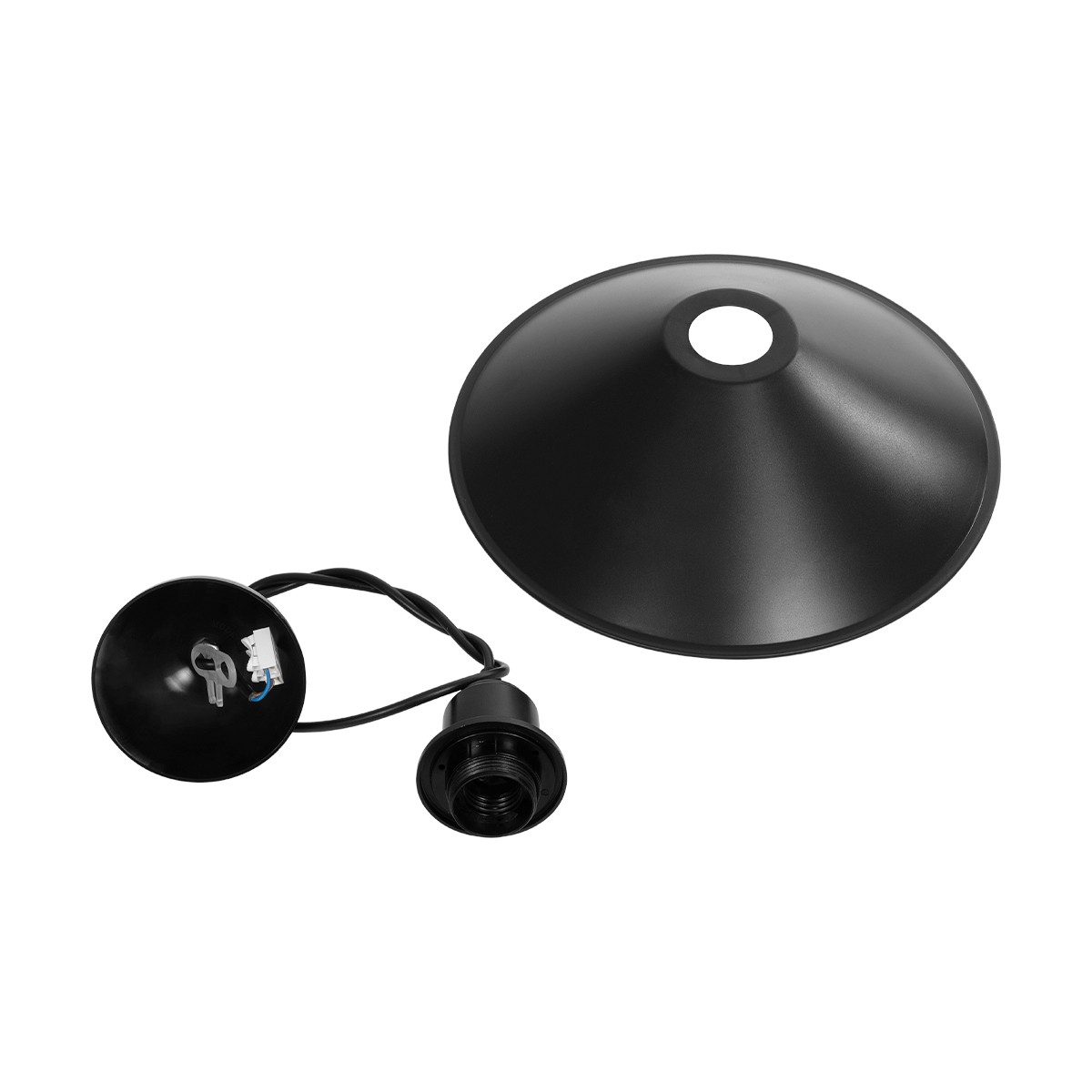 GloboStar® FERRO 203-0084 Μοντέρνο Κρεμαστό Φωτιστικό Καμπάνα Μονόφωτο 1 x E27 IP20 Μαύρο Πλαστικό - Μ30 x Π30 x Υ90cm