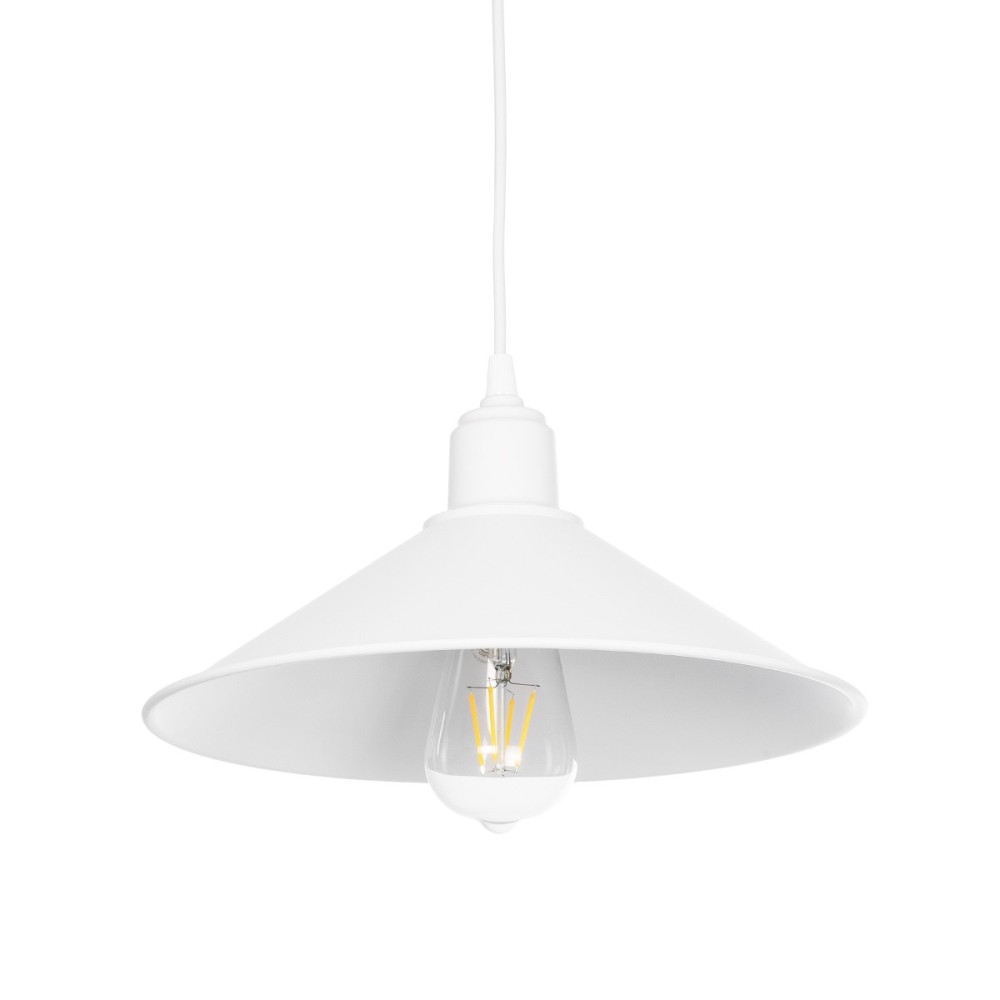 GloboStar® FERRO 203-0085 Μοντέρνο Κρεμαστό Φωτιστικό Καμπάνα Μονόφωτο 1 x E27 IP20 Λευκό Πλαστικό - Μ30 x Π30 x Υ15cm