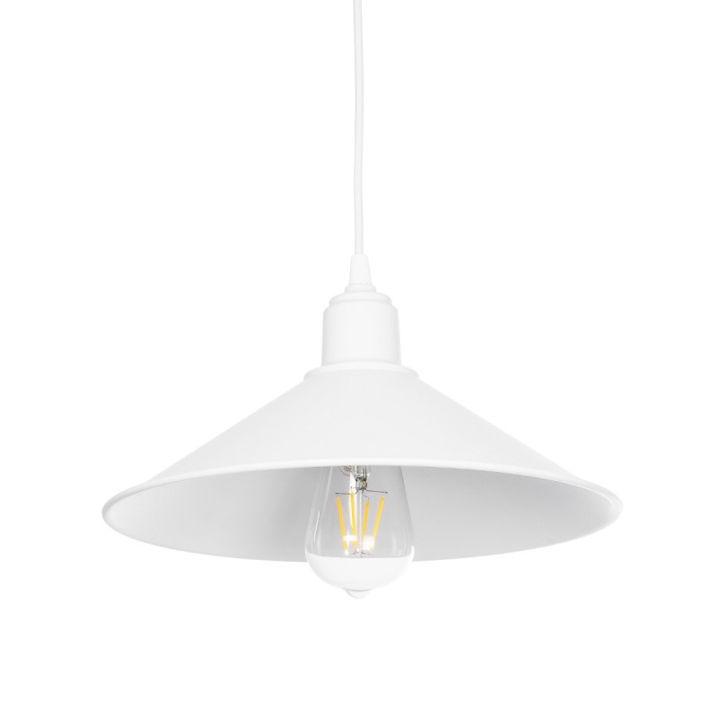 GloboStar® FERRO 203-0085 Μοντέρνο Κρεμαστό Φωτιστικό Καμπάνα Μονόφωτο 1 x E27 IP20 Λευκό Πλαστικό - Μ30 x Π30 x Υ15cm
