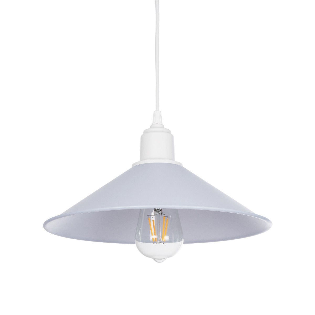 GloboStar® FERRO 203-0087 Μοντέρνο Κρεμαστό Φωτιστικό Καμπάνα Μονόφωτο 1 x E27 IP20 Λευκό Πλαστικό - Μ30 x Π30 x Υ90cm