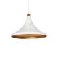 GloboStar® MARBLE 203-0098 Μοντέρνο Κρεμαστό Φωτιστικό Καμπάνα Μονόφωτο 1 x E27 IP20 Λεύκο με Χρυσό Πλαστικό - Μ30 x Π30 x Υ60cm