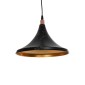 GloboStar® MARBLE 203-0099 Μοντέρνο Κρεμαστό Φωτιστικό Καμπάνα Μονόφωτο 1 x E27 IP20 Μαύρο με Χρυσό Πλαστικό - Μ30 x Π30 x Υ60cm
