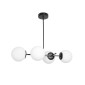 GloboStar® GLOBUS 203-0104 Μοντέρνο Φωτιστικό Οροφής Ράγα Πολύφωτο 4 x E27 IP20 Μαύρο Μέταλλο με Λευκό Γυαλί - Μ70 x Π30 x Υ65cm