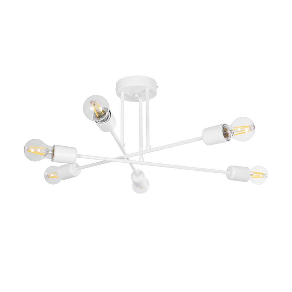 GloboStar® SPIDI 203-0113 Μοντέρνο Φωτιστικό Οροφής Πλέγμα Πολύφωτο 6 x E27 IP20 Λευκό Μέταλλο - Μ61 x Π61 x Υ25cm