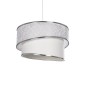 GloboStar® SONIA 203-0115 Μοντέρνο Κρεμαστό Φωτιστικό Καπέλο Μονόφωτο 1 x E27 IP20 Λευκό Ύφασμα με Ασημί Λεπτομέρεια -Μ30 x Π30 x Υ90 cm