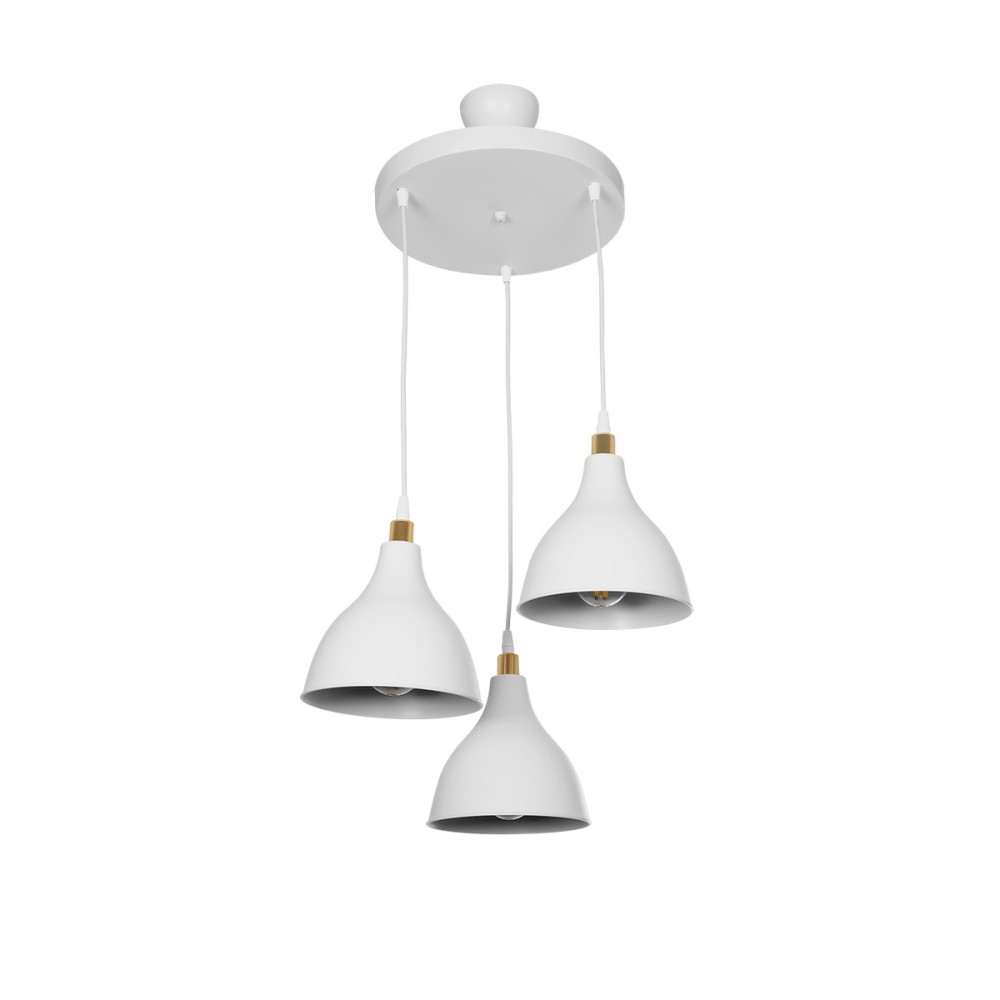 GloboStar® RADE 203-0128 Vintage Κρεμαστό Φωτιστικό Καμπάνα Τρίφωτο 3 x E27 IP20 Λευκό Πλαστικό - Μ40 x Π40 x Υ40cm