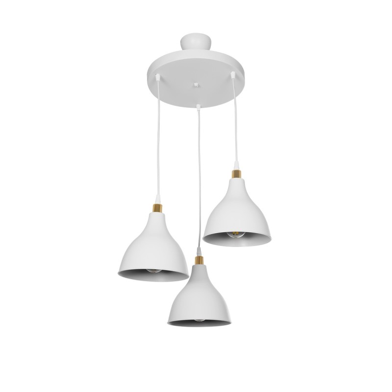 GloboStar® RADE 203-0128 Vintage Κρεμαστό Φωτιστικό Καμπάνα Τρίφωτο 3 x E27 IP20 Λευκό Πλαστικό - Μ40 x Π40 x Υ40cm