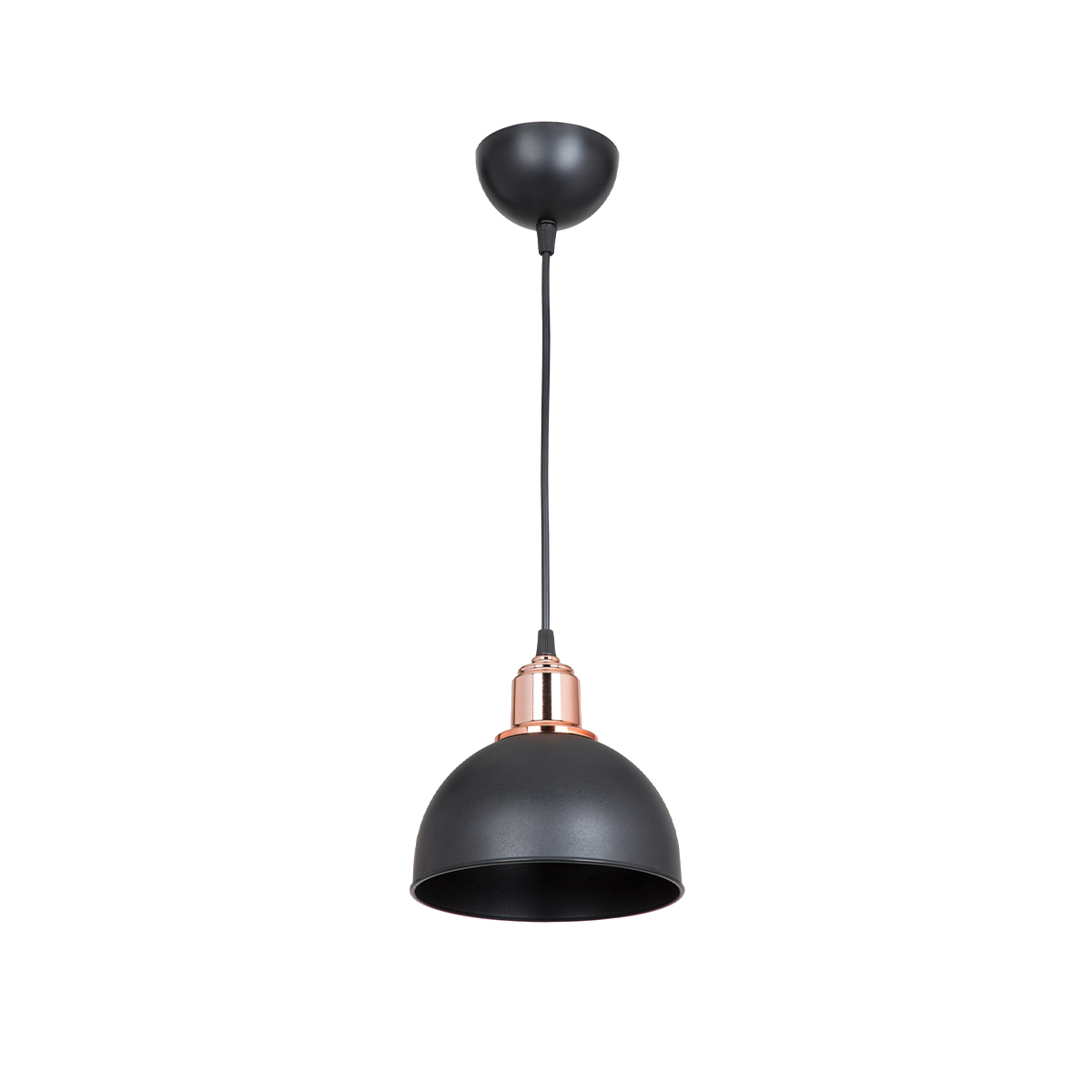 GloboStar® ΗUT 203-0145 Μοντέρνο Κρεμαστό Φωτιστικό Καμπάνα Μονόφωτο 1 x E27 IP20 Μάυρο με Χρυσό Πλαστικό - Μ17.5 x Π17.5 x Υ80cm