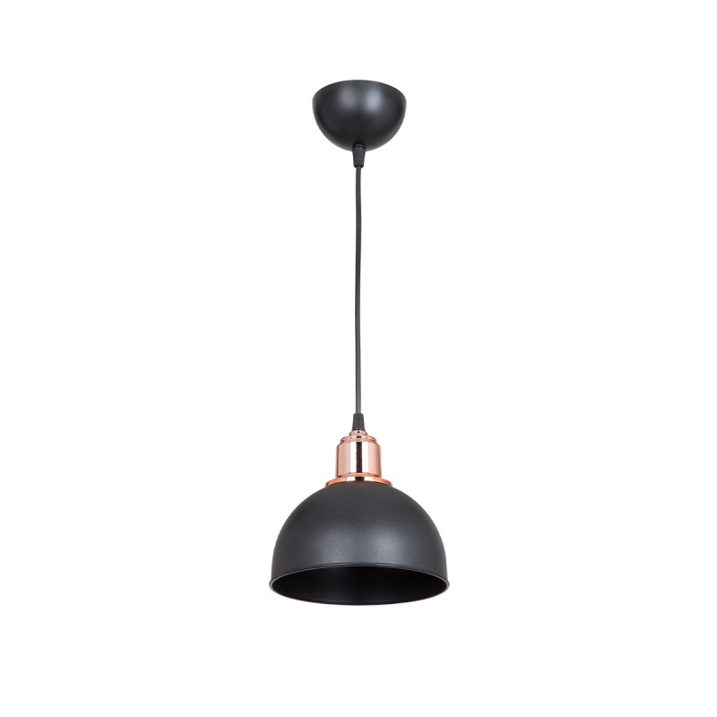 GloboStar® ΗUT 203-0145 Μοντέρνο Κρεμαστό Φωτιστικό Καμπάνα Μονόφωτο 1 x E27 IP20 Μάυρο με Χρυσό Πλαστικό - Μ17.5 x Π17.5 x Υ80cm