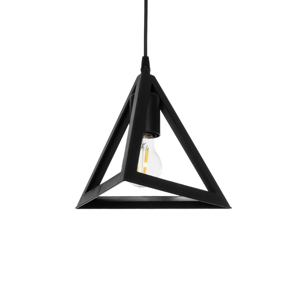 GloboStar® TRIANGLE 203-0159 Μοντέρνο Κρεμαστό Φωτιστικό Καμπάνα Μονόφωτο 1 x E27 IP20 Μάυρο Πλαστικό - Μ24 x Π24 x Υ22cm