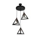 GloboStar® TRIANGLE 203-0162 Μοντέρνο Κρεμαστό Φωτιστικό Καμπάνα Τρίφωτο 3 x E27 IP20 Μαύρο με Χρυσό Πλαστικό - Μ50 x Π50 x Υ80cm