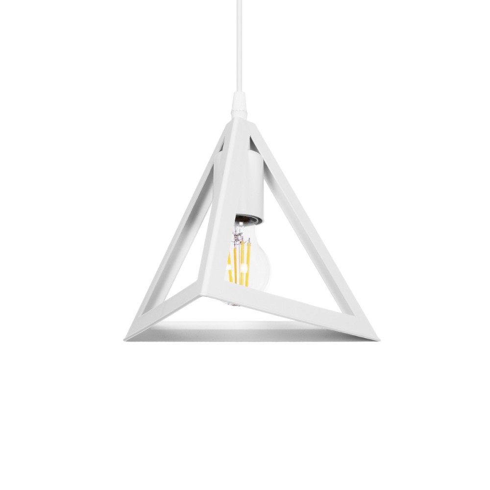 GloboStar® TRIANGLE 203-0163 Μοντέρνο Κρεμαστό Φωτιστικό Καμπάνα Μονόφωτο 1 x E27 IP20 Λευκό Πλαστικό - Μ24 x Π24 x Υ22cm