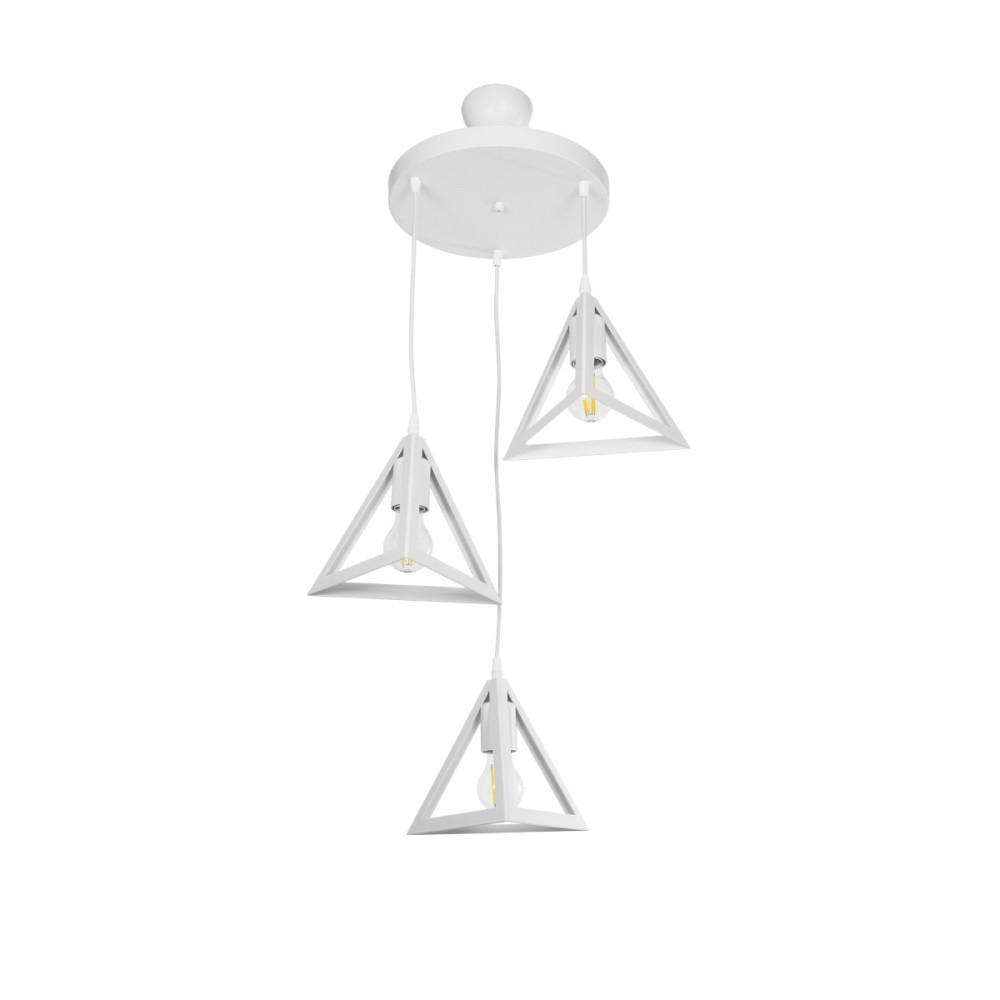 GloboStar® TRIANGLE 203-0164 Μοντέρνο Κρεμαστό Φωτιστικό Καμπάνα Τρίφωτο 3 x E27 IP20 Λευκό Πλαστικό - Μ67 x Π67 x Υ50cm