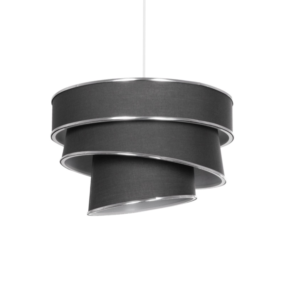GloboStar® SIERA 203-0167 Μοντέρνο Κρεμαστό Φωτιστικό Καπέλο Μονόφωτο 1 x E27 IP20 Γκρι Ύφασμα με Ασημί Λεπτομέρεια - Μ38 x Π38 x Υ26cm
