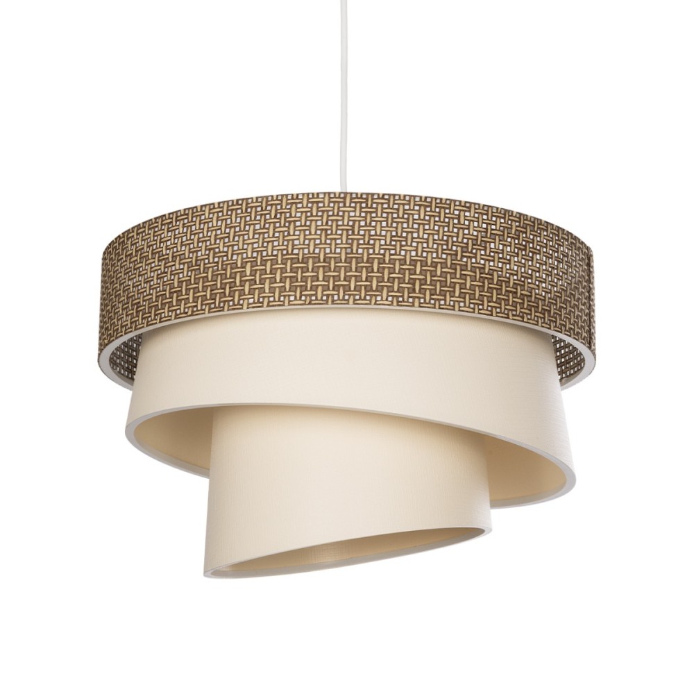 GloboStar® SIERA 203-0169 Μοντέρνο Κρεμαστό Φωτιστικό Καπέλο Μονόφωτο 1 x E27 IP20 Καφέ & Σκούρο Μπεζ Ύφασμα - Μ38 x Π38 x Υ26cm