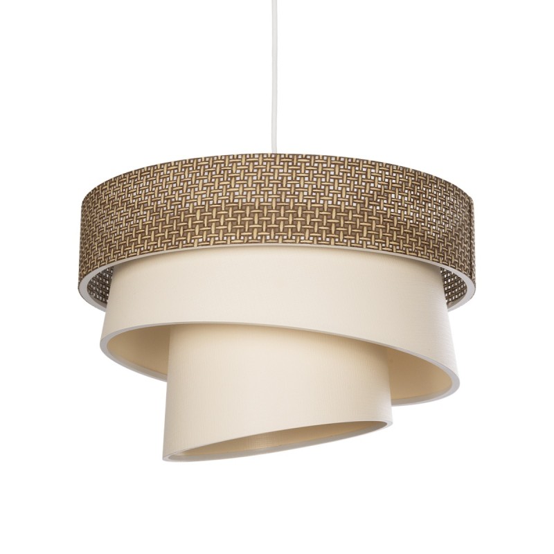 GloboStar® SIERA 203-0169 Μοντέρνο Κρεμαστό Φωτιστικό Καπέλο Μονόφωτο 1 x E27 IP20 Καφέ & Σκούρο Μπεζ Ύφασμα - Μ38 x Π38 x Υ26cm